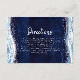 Saffierblauwe Roze Gouden Geode Huwelijksrichtinge Informatiekaartje