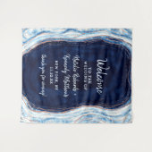 Saffierblauwe Roze Gouden Geode Rots Bruiloft Welk Wandkleed (Voorkant (horizontaal))