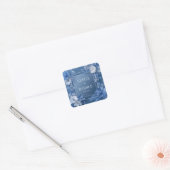 Saffierblauwe sculpturale bloem moderne lijst vierkante sticker (Envelop)