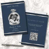 Saffierblauwe verlovingsfotobesparing datum save the date