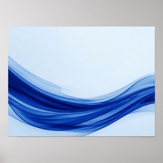 Saffierblauwe Vloeibare Golf Abstract Poster (Voorkant)