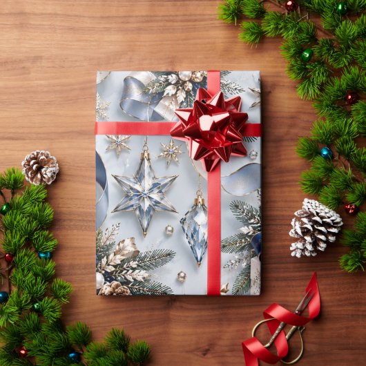 Saffierblauwe Winter Kerstcadeaus Cadeaupapier (Feestdagen Geschenken)