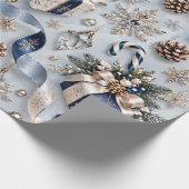 Saffierblauwe Winter Kerstcadeaus Cadeaupapier (Hoek)