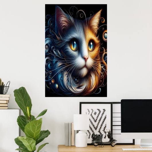 Saffierblik: een kat met blauwe ogen poster (Thuiskantoor)