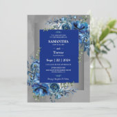 Saffierbloemblaadjes: een zilveren viering van lie kaart (Staand voorkant)