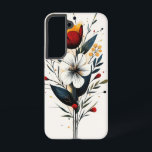 saffierboom samsung galaxy hoesje<br><div class="desc">Levendig blauw en oranje bloemen bloeien op een donker doek als sterrenbeelden.</div>