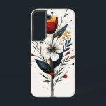 saffierboom samsung galaxy hoesje<br><div class="desc">Levendig blauw en oranje bloemen bloeien op een donker doek als sterrenbeelden.</div>