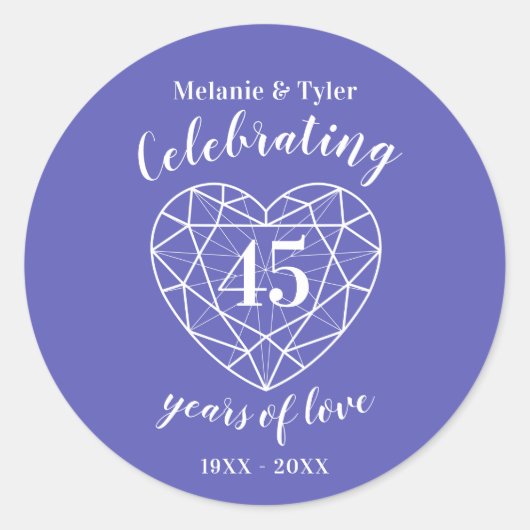 Saffierjubileum 45 jaar liefde stickers (Voorkant)