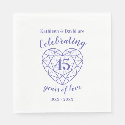 Saffierjubileum 45 jaar liefdesservetten servet (Voorkant)