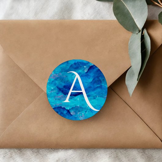 Saffierwolk Vet Monogram Ronde Sticker