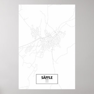 Säffle, Zweden (zwart op wit) Poster