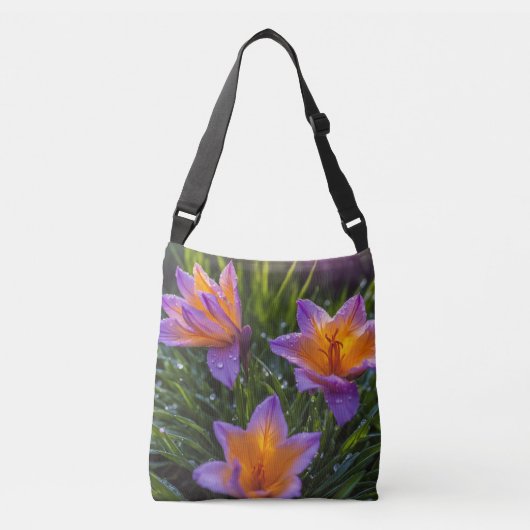 Saffraan Bloemen Trio Crossbody Tas (Voorkant)