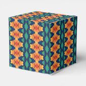 Saffraan Bloom Bloemen Navy Sinaasappel en Groen Bedankdoosjes (Achterkant)