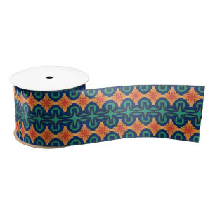 Saffraan Bloom Cross Navy Sinaasappel Groene Bloem Satijnen Lint