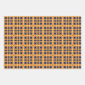 Saffraan Bloom Navy Sinaasappel en Groene Bloemen Inpakpapier Vel (Voorkant 2)