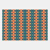 Saffraan Bloom Navy Sinaasappel en Groene Bloemen Inpakpapier Vel (Voorkant)