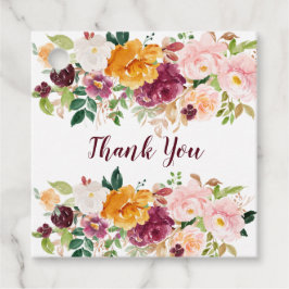 Saffraan Bourgogne Roze Waterverf Rozen Pioenrozen Bedankjes Labels