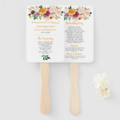 Saffraan, Bourgondië, Mauve, roze bloemenbruiloft Handwaaier (Voorkant en achterkant)