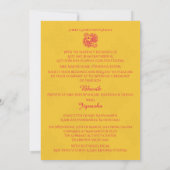 Saffraan en roze pauw Indiase bruiloft uitnodiging (Achterkant)