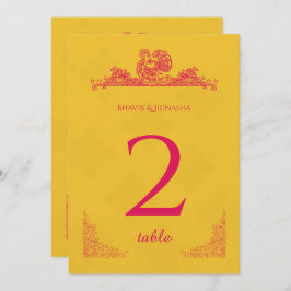 Saffraan en Roze Peacock Indiase Tafelnummer