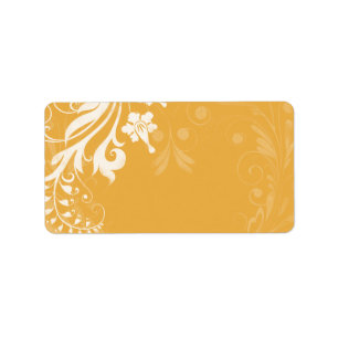 Saffraan Geel Bloemen Bruiloft Blank Adres Label
