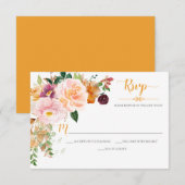 Saffraan Geel Blush Mauve Hoek Boeket RSVP Kaartje (Voorkant / Achterkant)