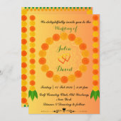 Saffraan geel met goudsbloem bruiloft uitnodiging (Voorkant / Achterkant)