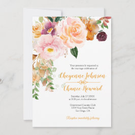 Saffraan Geel Roze Mauve Rustieke Bruiloft | Kaart