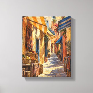Saffraan Marktoverstekken Kleurrijke Straat Canvas Afdruk