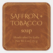 Saffraan + Tabak Custom Handgemaakte Zeep Label (Voorkant)