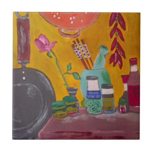 Saffron and Chillies Tile Tegeltje (Voorkant)