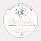 Saffron candle ingredients hand drawn logo ronde sticker (Voorkant)