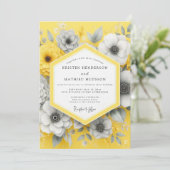 Saffron Charcoal Bloom Wedding Kaart (Staand voorkant)