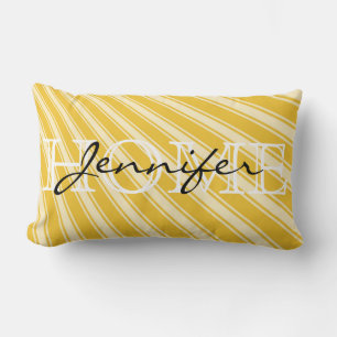 Saffron Color Stripe Pattern Home Monogram Kussen