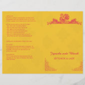 Saffron en Pink Peacock Hindu Wedding Programme (Voorkant)