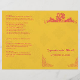 Saffron en Pink Peacock Hindu Wedding Programme