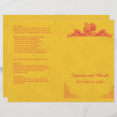Saffron en Pink Peacock Hindu Wedding Programme (Voorkant / Achterkant)
