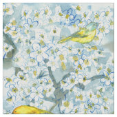 Saffron Finch Warbler Birds Blooming Fruitboom Stof (Close Up)