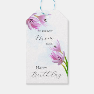 Saffron Flower Waterverf Art Birthday Cadeaulabel