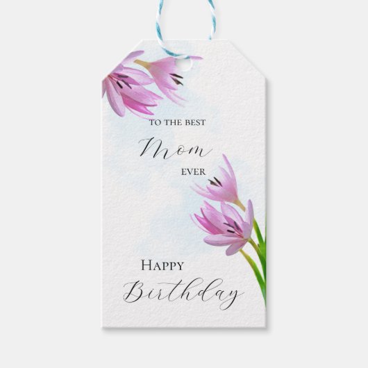 Saffron Flower Waterverf Art Birthday Cadeaulabel (Voorkant)