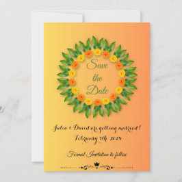Saffron Geel met Marigold Save The Date Kaart