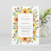 Saffron Lively Botanical Wedding Kaart (Staand voorkant)