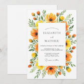 Saffron Lively Botanical Wedding Kaart (Voorkant / Achterkant)