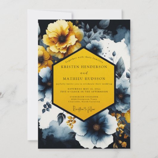 Saffron Nocturne Bloom Wedding Kaart (Voorkant)