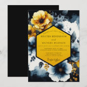 Saffron Nocturne Bloom Wedding Kaart (Voorkant / Achterkant)