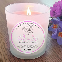 Saffron rose candle ingredient drawn logo mauve ronde sticker