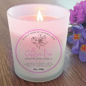 Saffron rose candle ingredient drawn logo mauve ronde sticker