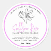 Saffron rose candle ingredient drawn logo mauve ronde sticker (Voorkant)
