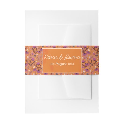Saffron Sky Wilde Bloemen - verticale tailleband Uitnodigingen Wikkel (Voorkant Voorbeeld)