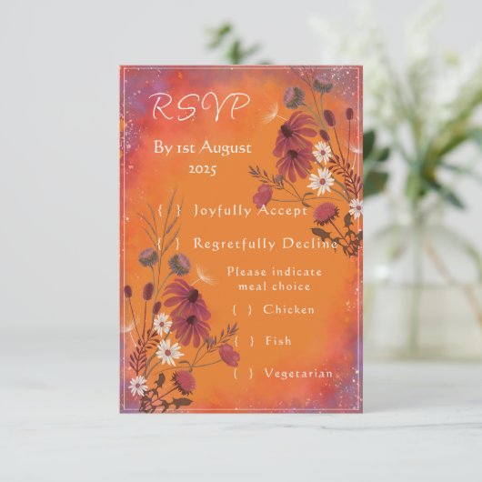 Saffron Sky Wildflower - RSVP card vertical (Staand voorkant)